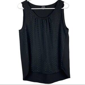 Jones New York Blouse Womens Medium Black Sleeveless Ladies Top